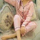 Пижамы для женщин, Летняя шелковая пижама, однотонная одежда для сна, атласная Шелковая пижама, женская одежда для сна, топы, пижамы