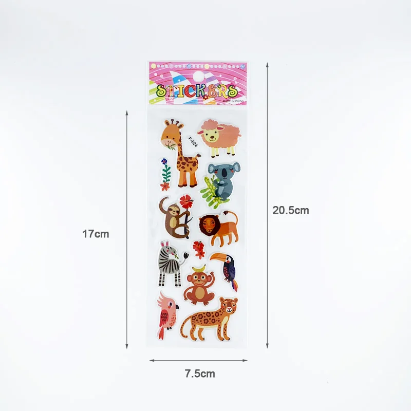 Paquete de pegatinas de animales del zoo para ni&ntilde;os, confecci&oacute;n de &aacute;lbumes de recortes con animales, regalo de cumplea&ntilde;os, 12 hojas por paquete-5