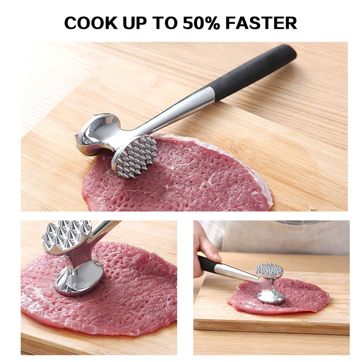 Профессиональный молоток из нержавеющей стали для мяса двухсторонний стейка