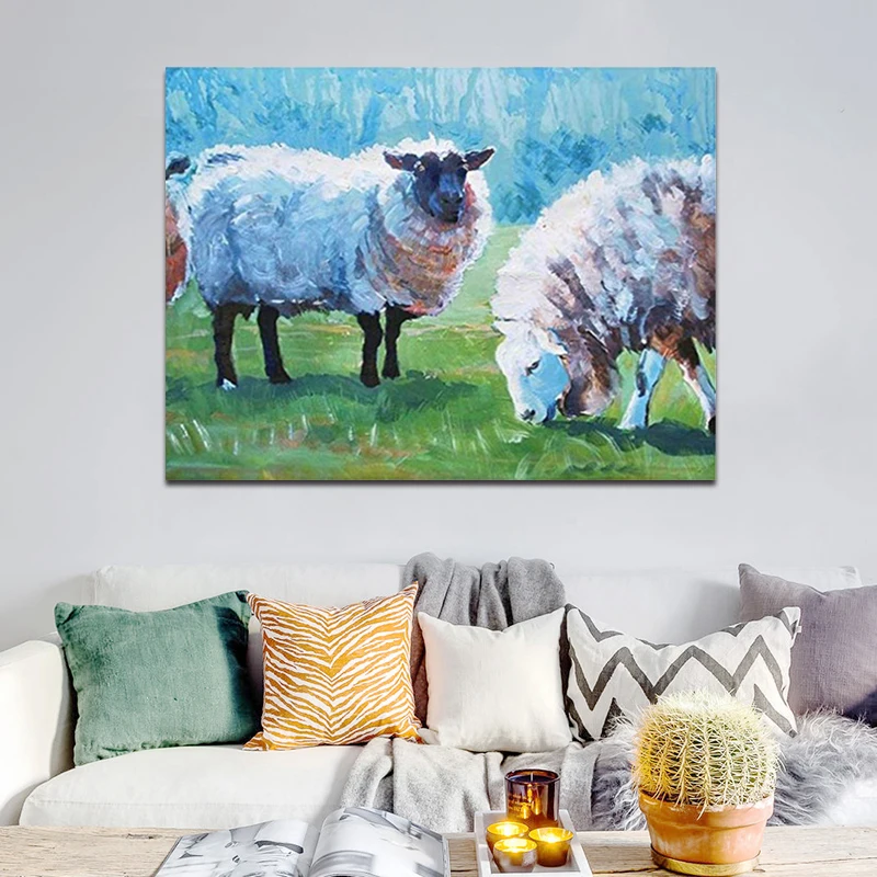 

DIY colorings pictures by numbers with sheep picture drawing Relief painting by numbers framed Home