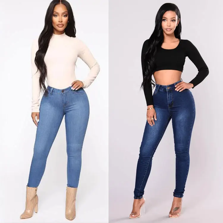 

Women's Jeans High Waist Stretch Skinny Denim Pants 2020 Autumn Winter Blue Retro Washed Elastic Slim Pencil Trousers