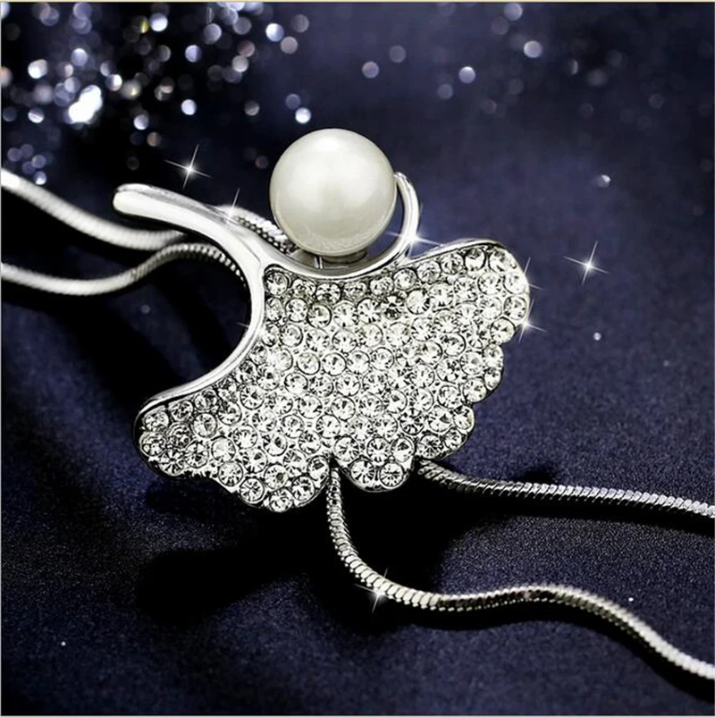 RAVIMOUR циркониевое длинное ожерелье для женщин, модное серебряное длинное ожерелье с кристаллами и подвесками, Массивное колье с кисточкой, ювелирное изделие
