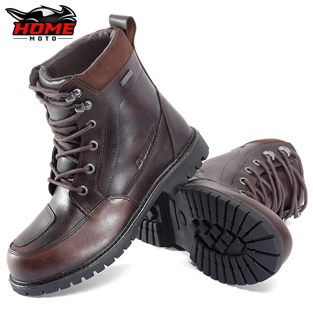 

Motorcycle Boots For Motocross Water Proof Street Racing Biker Boots Wearable Cowhide Material Non-slip Motorcycle Equipment