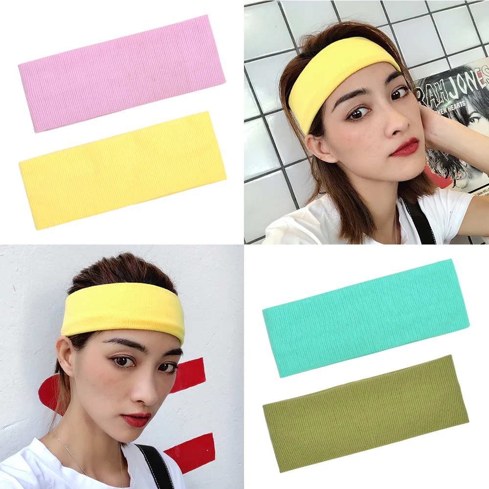 2020 Женская повязка на голову из хлопка впитывающие пот Йога эластичная для