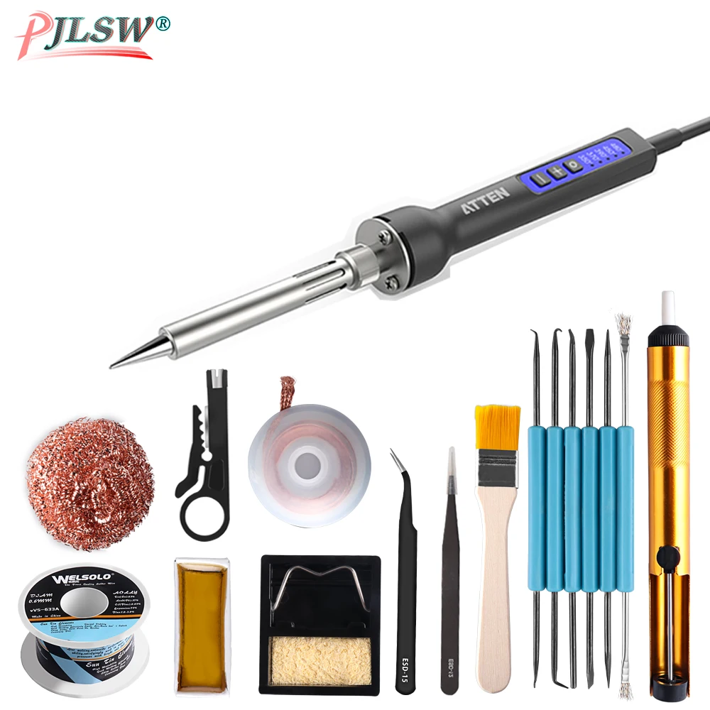 

ATTEN EU US 65W 80W 150W Adjustable Temperature Electric Soldering Iron Portable Digital Solder Station LCD Display Auto Sleep