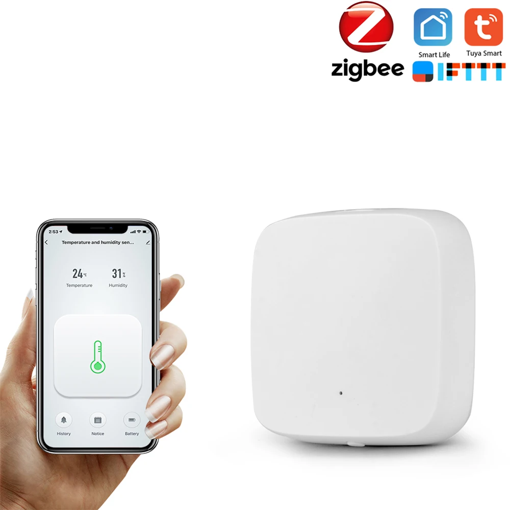 

Tuya Smart Zigbee Temperature Humidity Sensor High Accuracy T&H Sensor Work with Gateway Hub Home Automation Scene APP Control