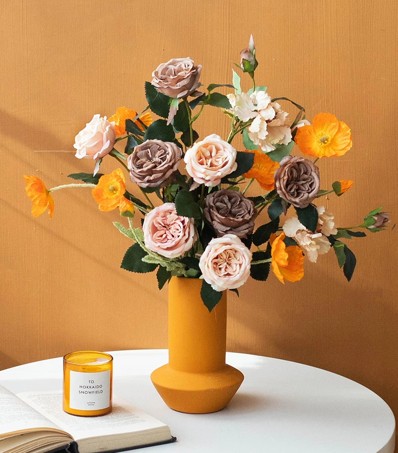 Винтажные садовые розы украшение стола шелковые цветы Цветочная композиция