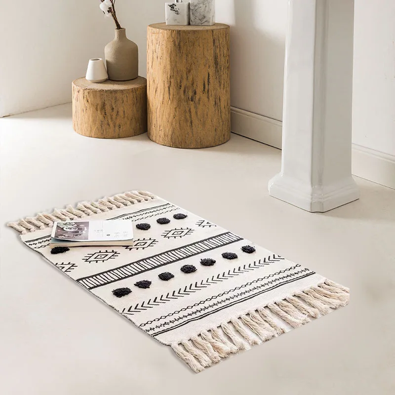 Винтажный ковер в скандинавском стиле геометрический напольный коврик