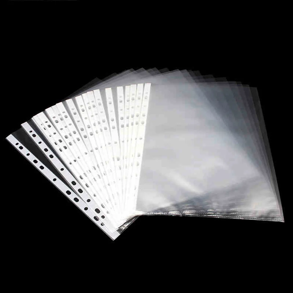 

100 Pages/pack Clear PP Loose-Leaf Waterproof Sheet Protectors 11-hole Document Pocket Multipurpose A4 File Holder File Pouch