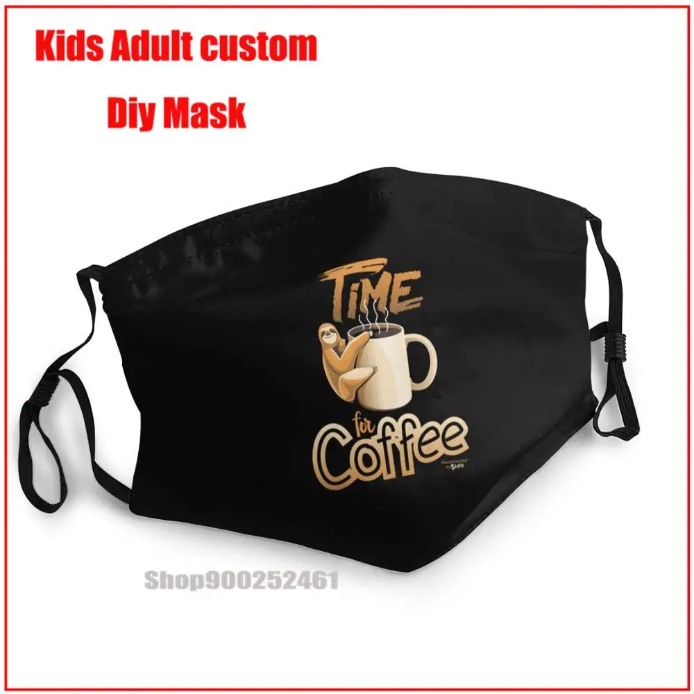 

Sloth Coffee Time DIY mascarillas de tela washable reusable face mask mouthmask washable kids mouth mask with design funny
