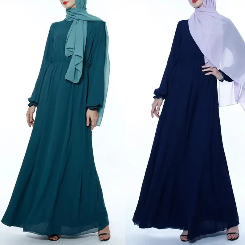 Green with Blue Абая для мусульман, Дубай платье хиджаб восточный женский халат для Для женщин Турция Восточный халат из марокена роковой пакистанские платья Исламская, молитвенная одежда - Цвет: Green with Blue