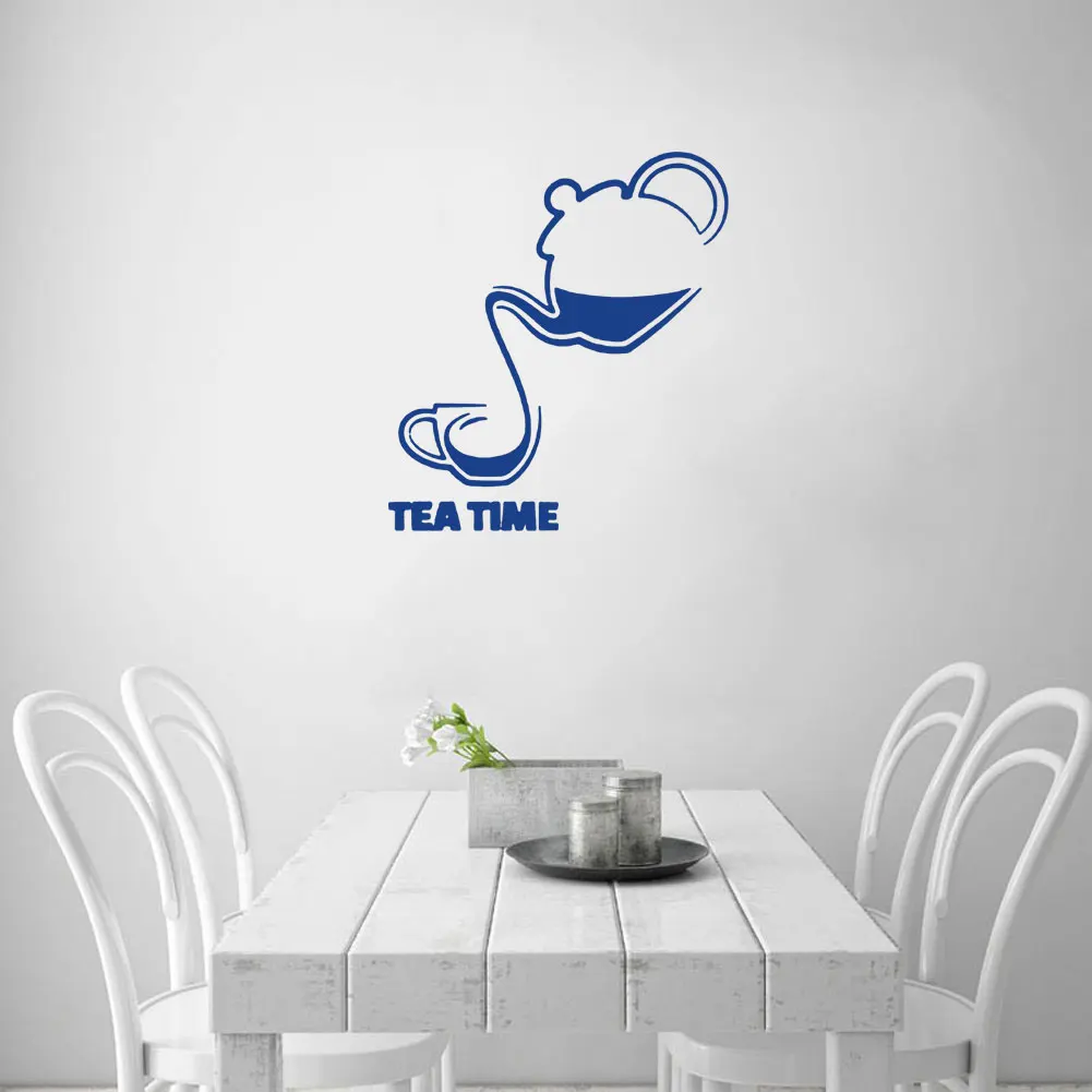 

Always Tea Time Quote Vinyl Wall Decals Home Decor Kitchen Coffee Shop Art Mural Stickers Removable Wallpoof CX1767