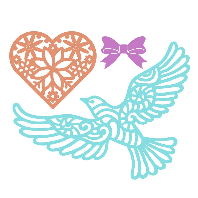 Naifumodo цветок в форме сердца металлические режущие штампы Lovebird DIY Выгравированные