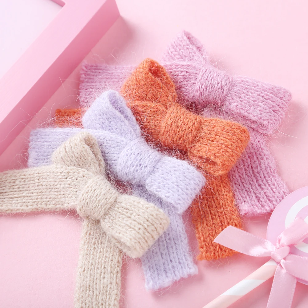 

Baby Girl Hair Clip Knitted Children's Hairpins Candy Cute Bowknot Infant Barrettes Headwear for Girl Kids Baby Hair Accessories