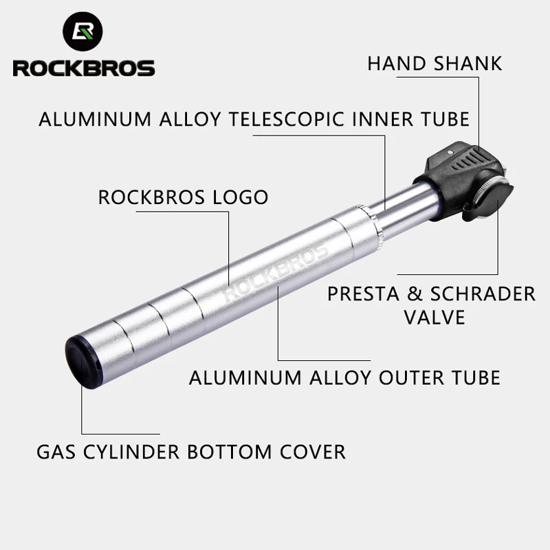ROCKBROS велосипедный насос мини портативный легкий алюминиевый сплав воздушный