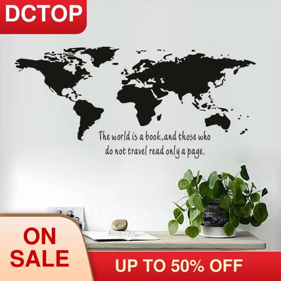 Большой размер виниловые наклейки мир книга карта настенные художественные для