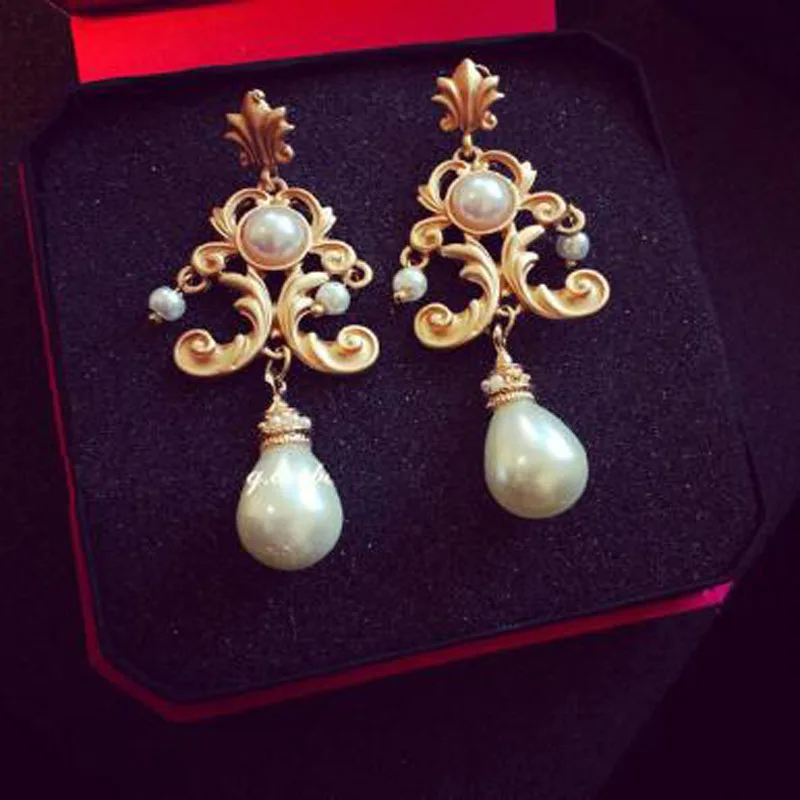 1 пара Женские винтажные серьги подвески с искусственным