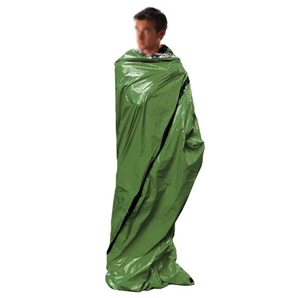 

Emergency Life-Saving Escape Sleeping Bag Army Green PE Aluminum With Storage Hanging Buckle Hammocks Storage Bag