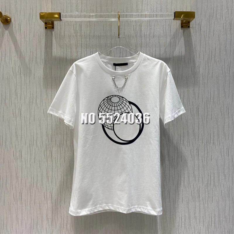 

Женская модельная футболка с коротким рукавом, повседневные короткие рубашки из 2021 хлопка с вышивкой и круглым вырезом, новинка 100%