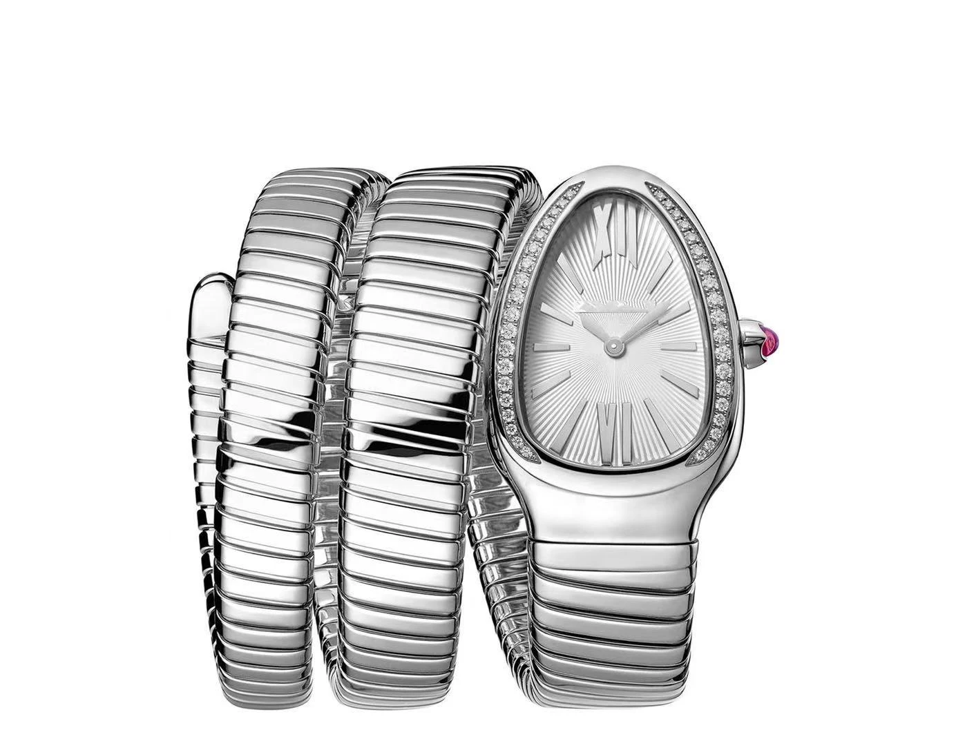

Classic New Women Snake Silver White Bracelet Diamonds Bezel Rome Japanese Quartz Sport Stainless Steel Sapphire Dress Watch