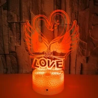 swan love 3d illusion lamp colorful led night light touch led visual table desk lamp christmas gift valentines day decoration