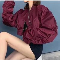 2021 spring jacket women gothic long sleeve zipper basic bomber coat streetwear harajuku casual female cropped jacket outerwear