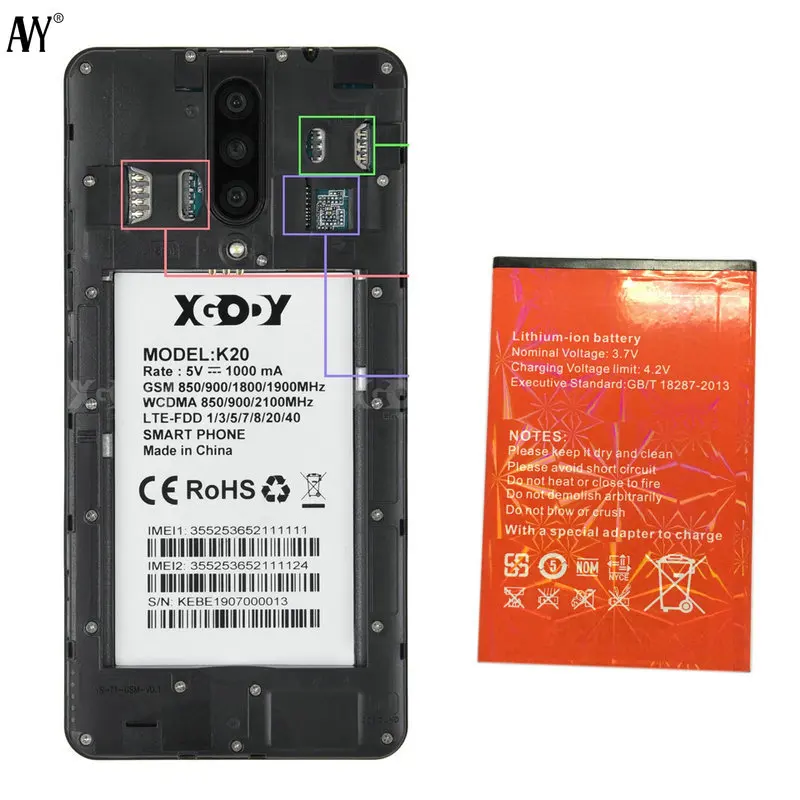 AVY батарея для XGODY K20 мобильный телефон литий-ионная аккумуляторная батарея 2000mAh Новинка