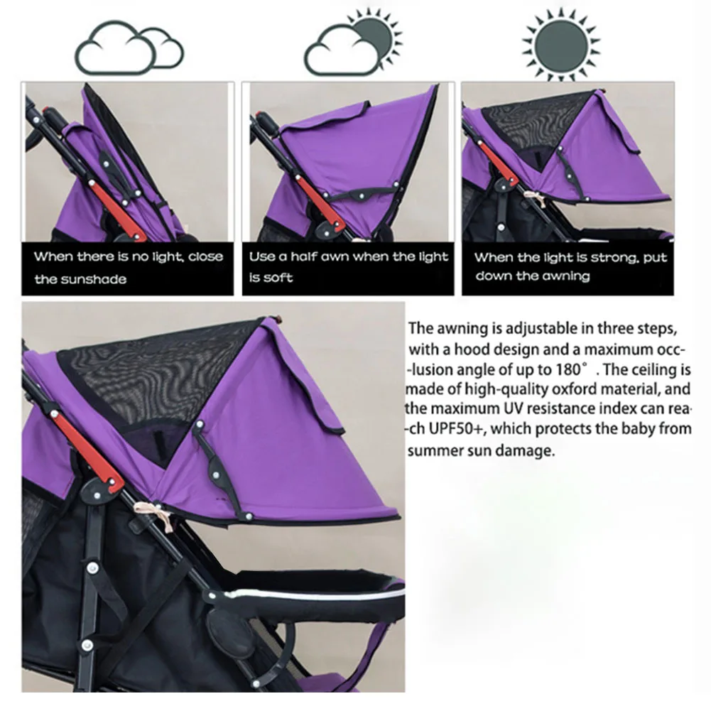 

Multipurpose Oxford Sightseeing Front Hatching Windproof Warm Cover With Bag Stroller Sunshades Baby Canopy Foldable Adjustable