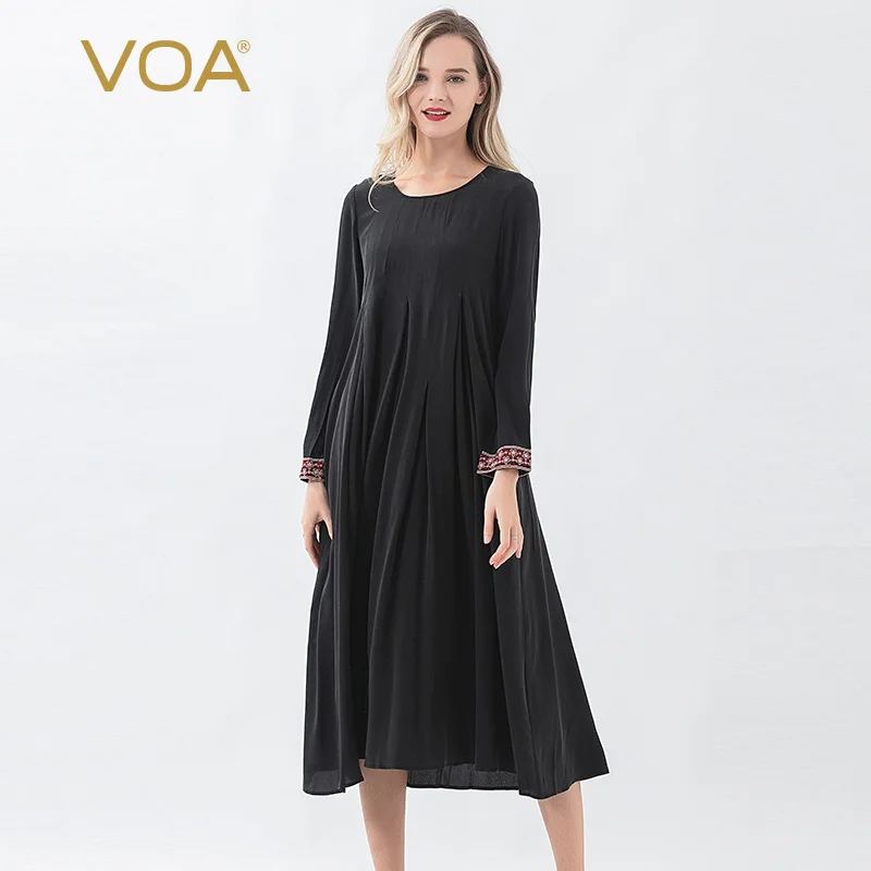 Женское шелковое платье с вышивкой VOA размера плюс вечерние летние платья