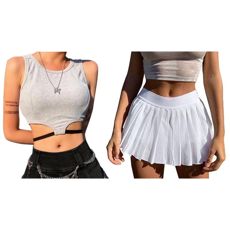 

Летний женский пикантный кроп-топ на бретельках, летние однотонные плиссированные спортивные модные женские блестящие белые Размеры S
