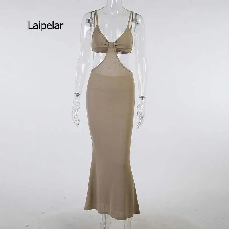 

Spaghetti Strap Sexy Backless Maxi Summer Holiday Women Dresses Party Club Elegant Hollow Out Sundress