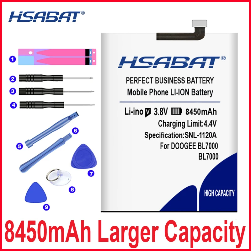 Аккумулятор HSABAT 0 Cycle 8450 мАч для DOOGEE BL7000 высококачественный мобильный телефон