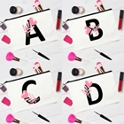 Розовый Прекрасный Алфавит косметический мешок из плотной ткани Портативный сумка для хранения личность имя кошелек с надписью организовать многоразовые сумки-косметички