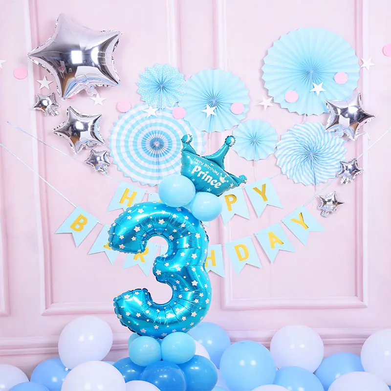 16 дюймов в горошек голубого и розового цвета с цифрами буквами алюминиевой