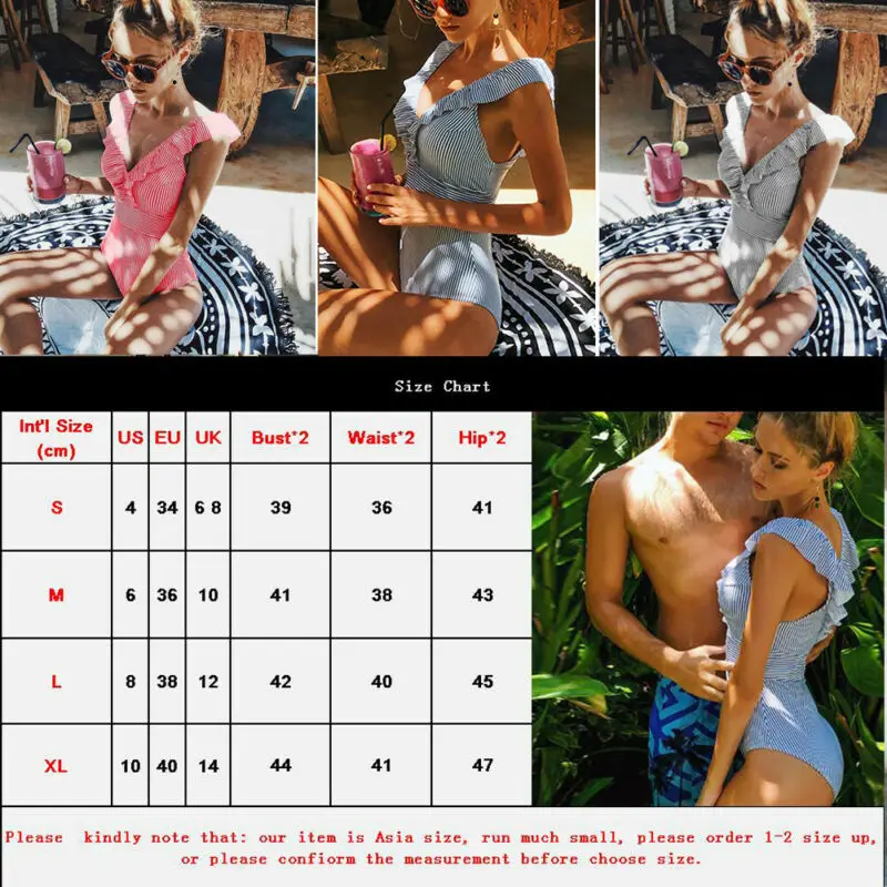2020 Сексуальная Полосатый купальник для Для женщин пуш-ап Одна деталь Высокая