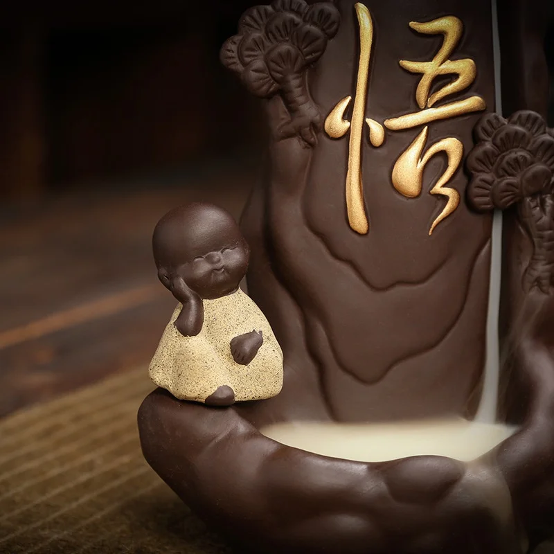 

Purple sand little monk backflow incense burner sandalwood censer creative indoor furnishings