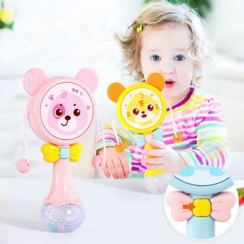 

Детские игрушки Погремушки Развивающие Детские Товары для новорожденных двусторонний счастливый подарок музыкальная игрушка мультяшный ...