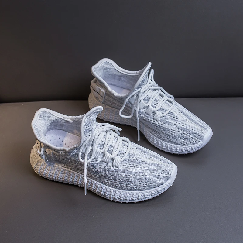 Женские кроссовки со шнуровкой сетчатые на платформе модные легкие теннисные