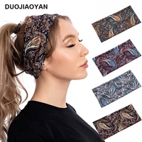 duojiaoyan new cashew flower wide print bouquet hairband european and american retro hair hoop women sports paisley headband