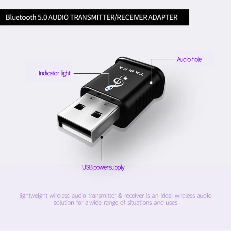 Для ТВ ПК передатчик Bluetooth приемник беспроводной черный 34 мм x 17 мм x 12 мм