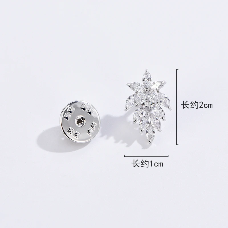 925 Sterling Silver brooch cubic zirconia leaf shape silver gold color fashion for women 2021 black friday deals | Украшения и