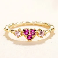 romantic fashion heart shape red crystal rings luxury fine jewelry for women