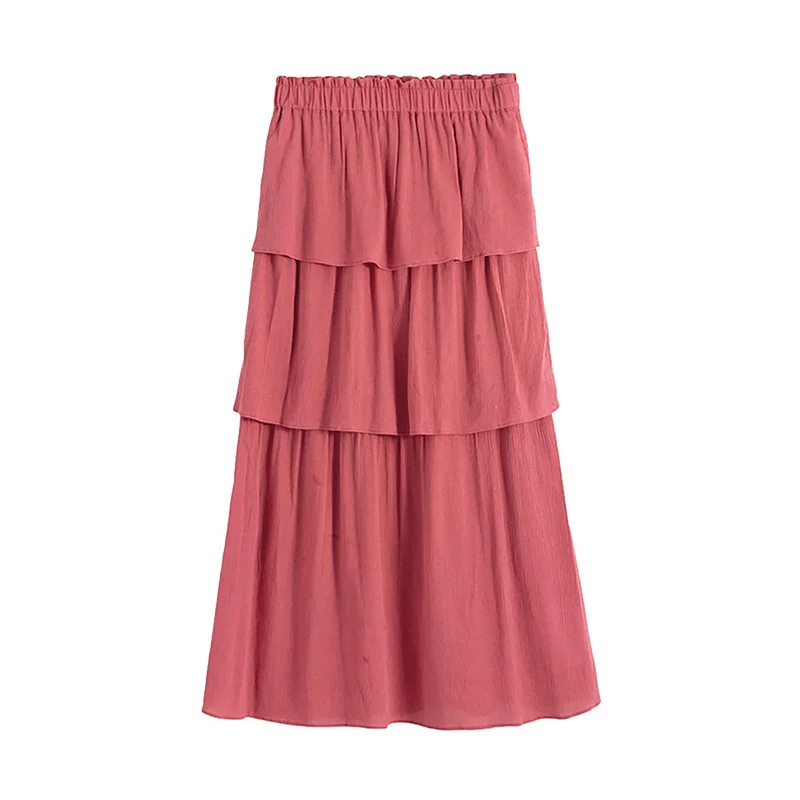 

INMAN Summer Graceful Elastic Waist Fairy Style Temperament Double-deck Tiered Skirt