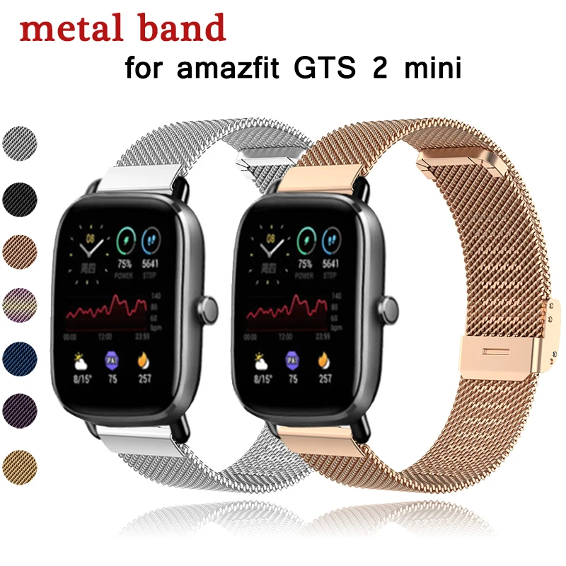 

Watch Band For Amazfit GTS 3 2 Mini 2e Metal Strap For Amazfit BIP U S Lite POP Pro Replacement Bracelet Stainless Steel Belt