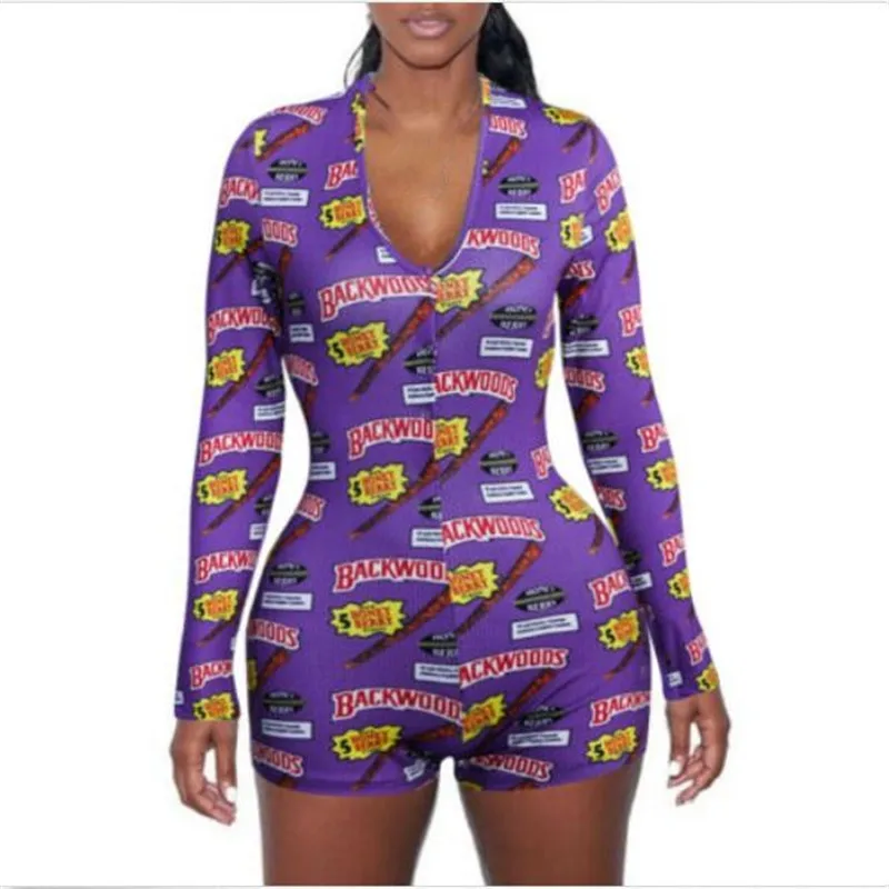 

Women Floral Pattern Jumpsuit New Fashion Long Sleeves Sexy V Neck Bodycon Jumpsuit Female Slim Casual Bodysuit Leotard Rompers