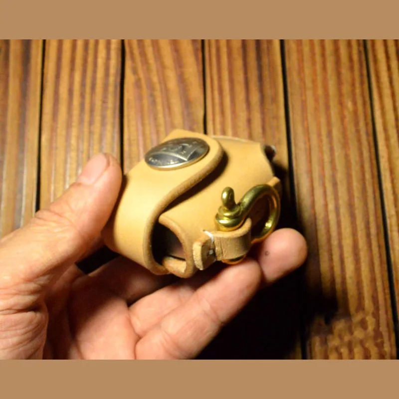 Handmade leather lighter protective sleeve case Z shape style Genuine cowhide car keys bag key chain holder | Дом и сад