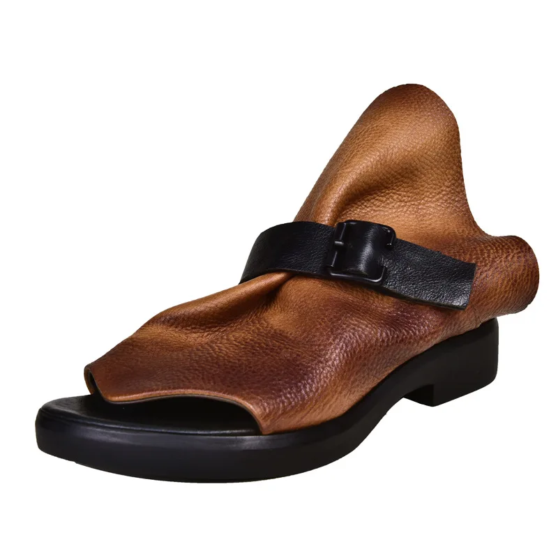 Сандалии VALLU женские кожаные простые повседневные тапочки подходят для весны и