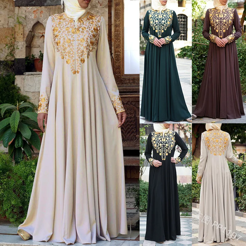 

Women's national style Printed Dress robe in 2021 Europe station