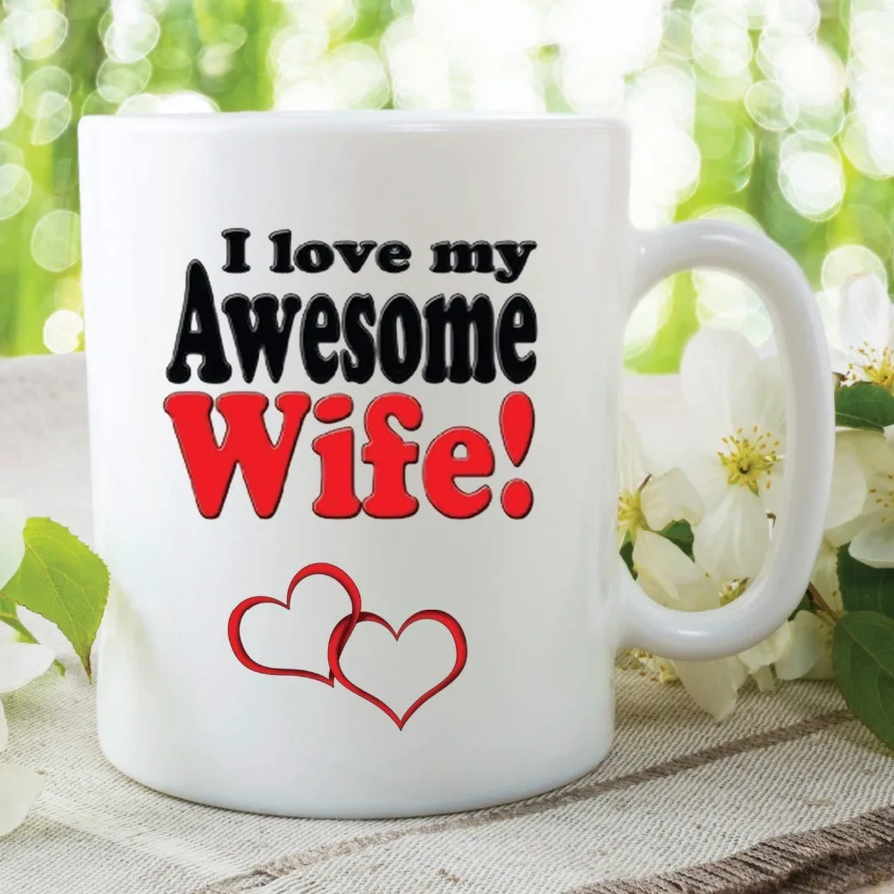 Футболки с надписью I Love My Wife Потрясающие кружки пиво кофе чай чашки домашний