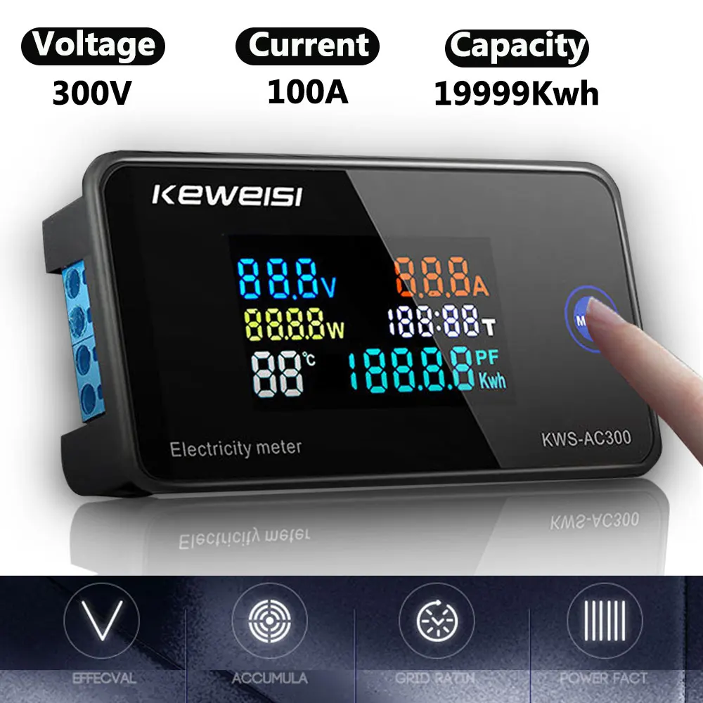

Voltmeter digital Ammeter DC AC 50-300V Current Voltage Amperage KWS Power Energy Meter LED Display Voltmeter Multimeter 0-100A